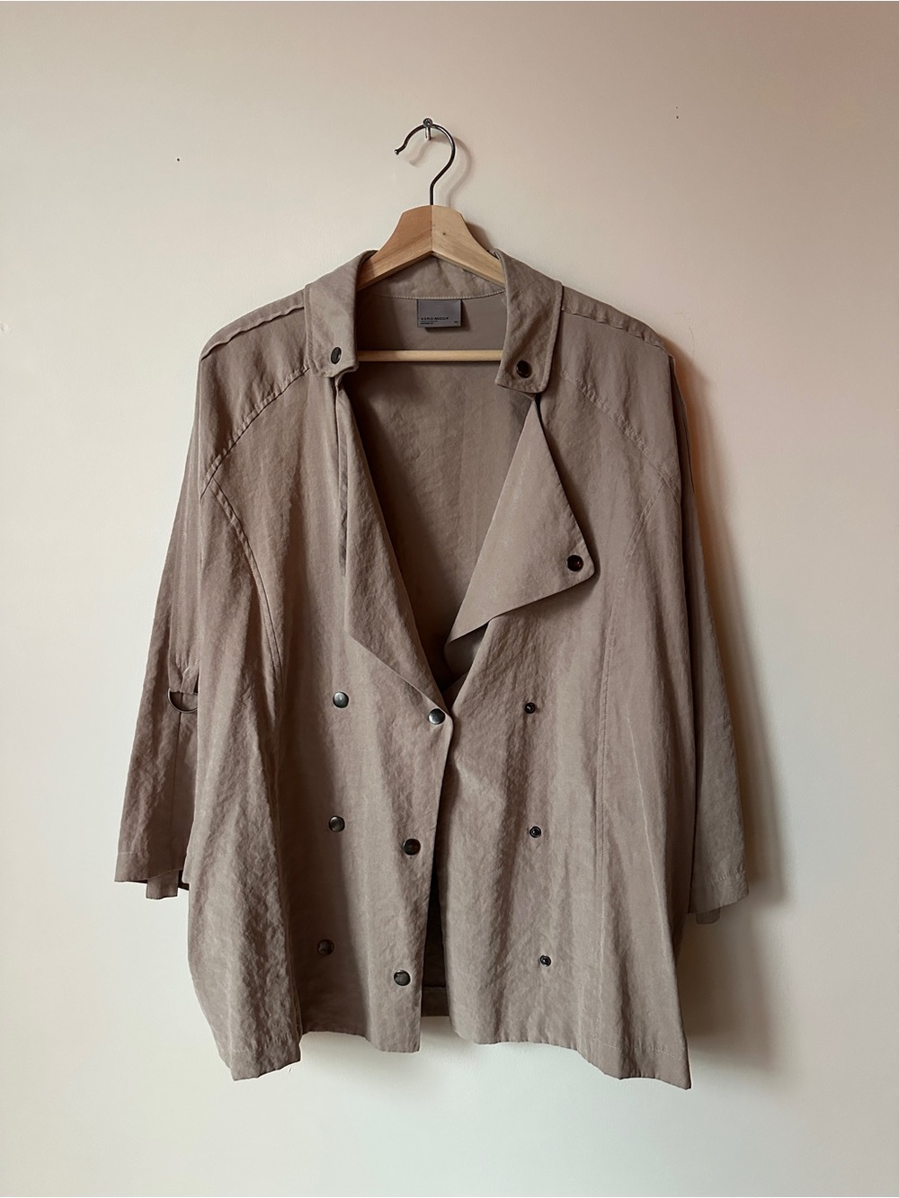 Vero Moda Taupe Double-Breasted Lightweight Trench Coat